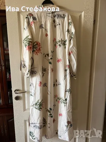 Нова елегантна ежедневна рокля риза  бяла рокля флорален принт цветя 100 % памук памучна , снимка 2 - Рокли - 49855404