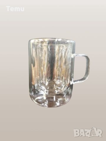 Топлоустойчива права стъклена чаша с двойно дъно 350мл. Висока 11см, снимка 3 - Чаши - 46420909