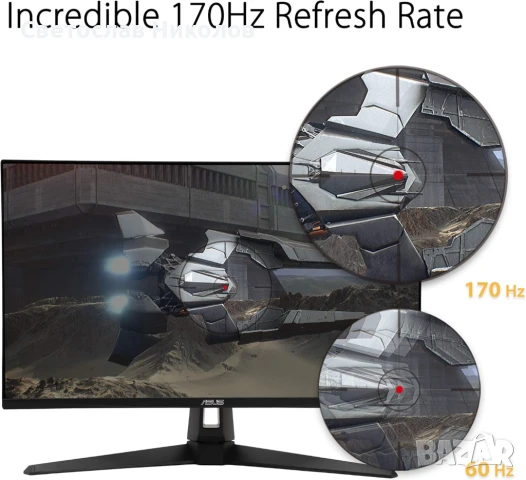 Монитор ASUS VG27AQ1A – 27", QHD, 165Hz, IPS, снимка 8 - Монитори - 50706735