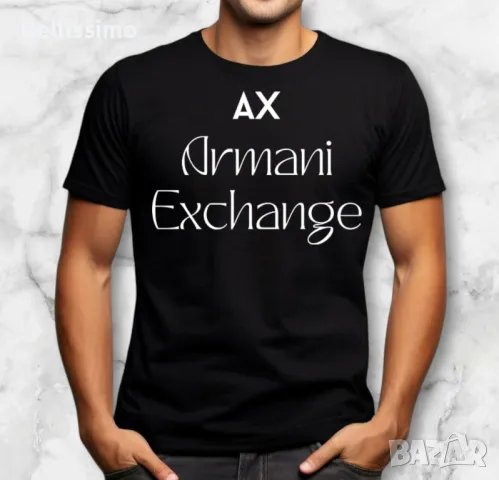 *ARMANI EXCHANGE* Мъжка тениска с къс ръкав в черен цвят, снимка 1 - Тениски - 48469433