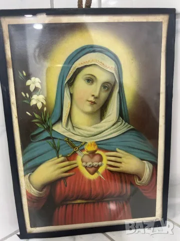 Стара картина Икона / Свети образ на Богородица, снимка 4 - Антикварни и старинни предмети - 49372277