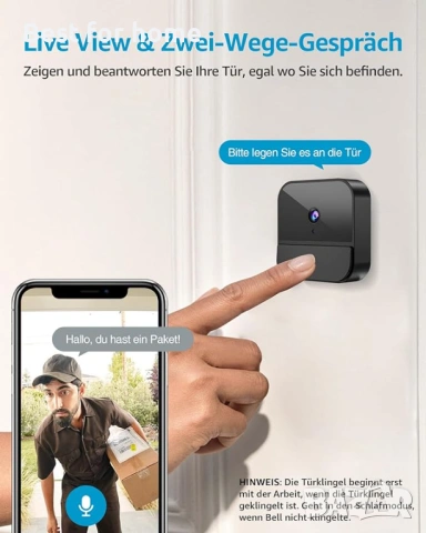 Видео звънец с камера Безжична 1080P WiFi от BETTERMO, снимка 3 - Други - 53538002