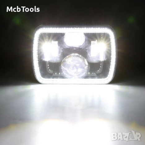 Комплект Правоъгълни LED фарове 5x7" H4 букса, 4 светлини, снимка 4 - Аксесоари и консумативи - 51124153