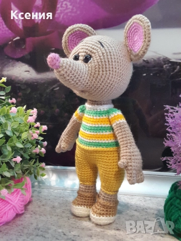 Мишка, Плетена играчка, Ръчно изработена, Перфектен подарък, снимка 6 - Плюшени играчки - 51974617