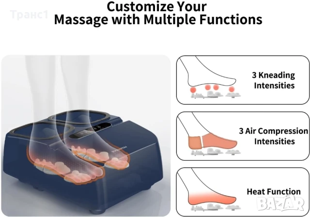 Професионален Шиацу масжор с въздушна компресия и топлина , снимка 7 - Масажори - 50647299