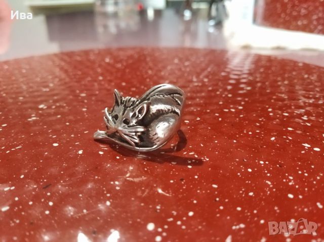 Сребърен пръстен "Котка", снимка 1 - Пръстени - 45734608