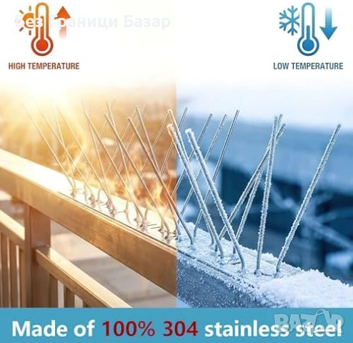 Нови Шипове против гълъби 30 броя черни за первази покрив от неръждаема стомана, снимка 4 - Други стоки за дома - 53530217