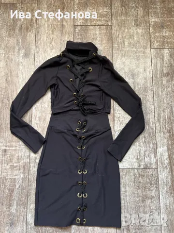 Нов секси черен елегантен сет комплект костюм две части пола висока талия топ еластична материя ., снимка 4 - Комплекти - 49328897