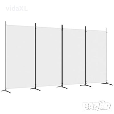 vidaXL Параван за стая, бял, 4 панела, 346x180 см, плат(SKU:350262