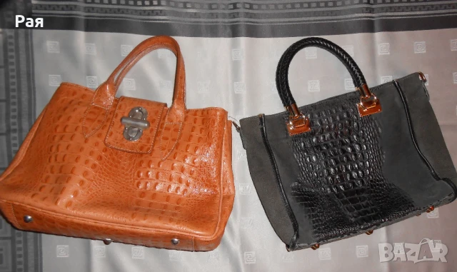 Черна кожена чанта genuine leather Made in Italy, снимка 2 - Чанти - 50687727