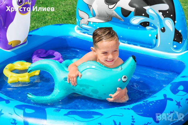 Надуваем детски басейн Bestway с животни 134 x 131 x 73 см, снимка 7 - Басейни и аксесоари - 51906772