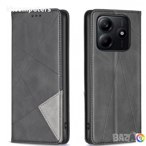 Xiaomi Redmi Note 14 4G Rhombus Texture Magnetic Wallet Кожен Калъф и Протектор, снимка 12 - Калъфи, кейсове - 50891689