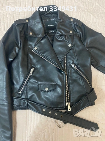 Дамски кожено яке Pull&Bear, снимка 3 - Якета - 53047840