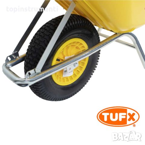 Индустриална строителна ръчна количка TUFX PE100, плътно колело PU, 100 л., 225 кг., снимка 6 - Железария - 45836795