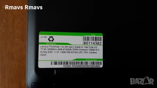Lenovo ThinkPad 11e (5th Gen) m3 7Y30 8рам 128ssd , снимка 4 - Лаптопи за дома - 50408940