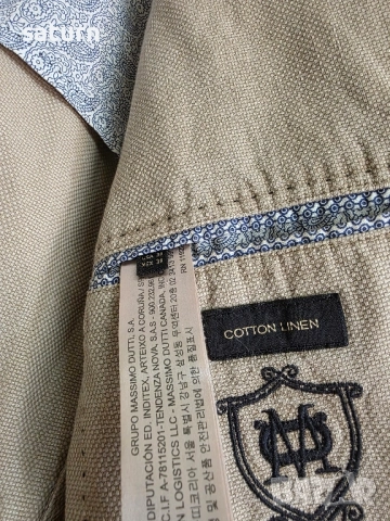 мъжко сако блейзър Massimo Dutti лен номер EU 48/ M, снимка 6 - Сака - 51820196