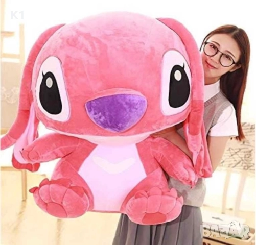 Голям плюшен Стич 90см Син/Розов цвят, Лило и Стич плюшени играчки, снимка 2 - Плюшени играчки - 52559309