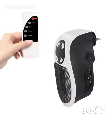 Вентилаторна печка Мини духалка, 400W с дистанционно управление и таймер+ дистанционно, 11x7x17.5 см