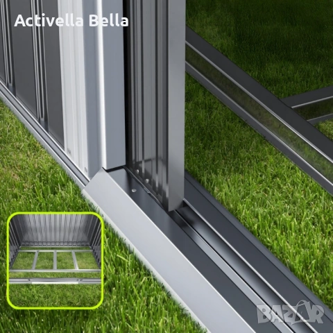 Метална градинска къща за инструменти с вентилация и заключване - 277 × 299 × 192 см, снимка 4 - Други - 53129618