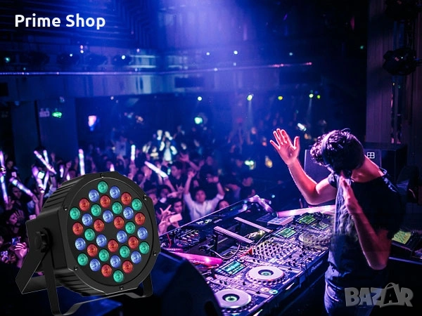 Професионален акумулаторен LED Par прожектор, 36 RGB диода, 5000mAh батерия, дистанционно и DMX, снимка 12 - Друга електроника - 54151539