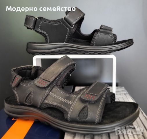 Мъжки летни сандали -естествена кожа в черно, снимка 1 - Мъжки сандали - 46424983