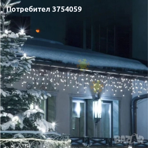 Коледна украса LED ресни 12 метра – водоустойчива инсталация с 8 режима на светене, идеална за дома, снимка 6 - Декорация за дома - 52353647
