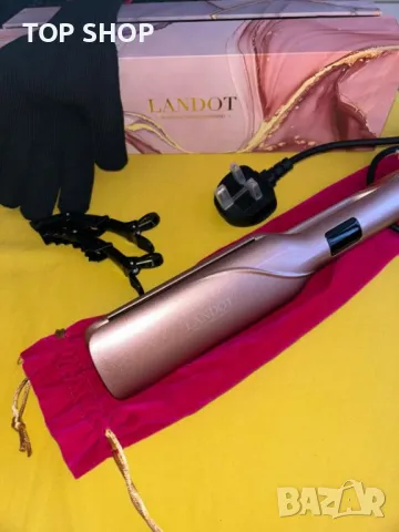 LANDOT Керамична преса за коса 4,5 см широка професионална, регулируема температура, розово злато, снимка 6 - Преси за коса - 49640945