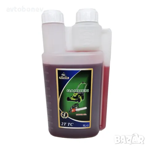 Mасло за 2-тактови двигатели AKSOIL GARDEN 2T RED с дозатор-1L, снимка 1 - Аксесоари и консумативи - 49587214