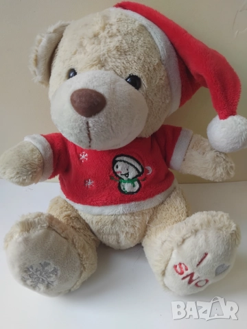 Коледно музикално мече пеещо коледна песен, снимка 3 - Плюшени играчки - 52821679