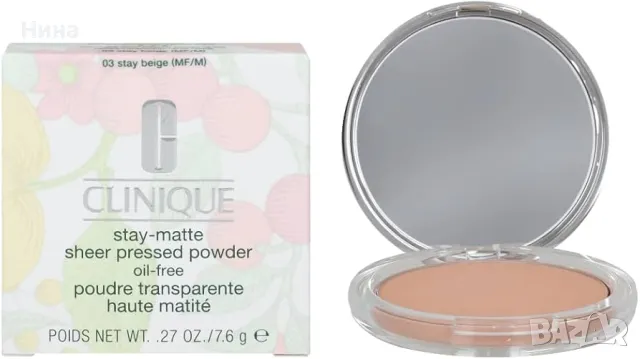 CLINIQUE Stay - MATTE  sheer PRESSED POWDER компактна пудра, Honey 04 , снимка 3 - Декоративна козметика - 47208973