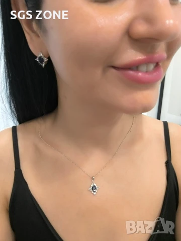 СРЕБЪРНИ ОБЕЦИ СЪС САПФИР, РУБИНИ ИЛИ ИЗУМРУД , снимка 6 - Обеци - 51104047