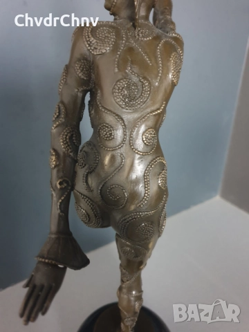 39см-5кг Chiparus статуетка/френска бронзова скулптура/Арт Деко фигура кабаретна танцьорка-балерина, снимка 10 - Статуетки - 52466326