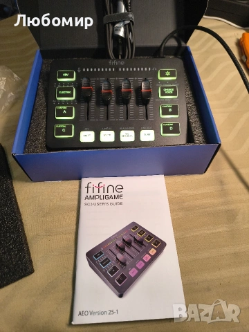 FIFINE Геймърски аудио миксер, стрийминг RGB PC миксер с XLR микрофонен интерфейс, индивидуално , снимка 3 - Геймърски - 54063496