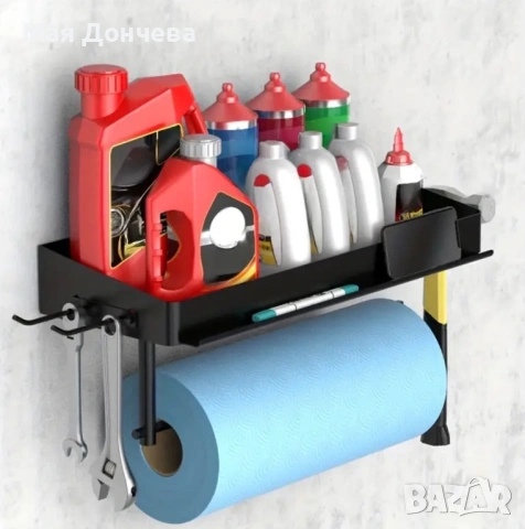 Стенен държач за работна (индустриална) хартия с рафт и подвижни куки, снимка 2 - Други машини и части - 53535957