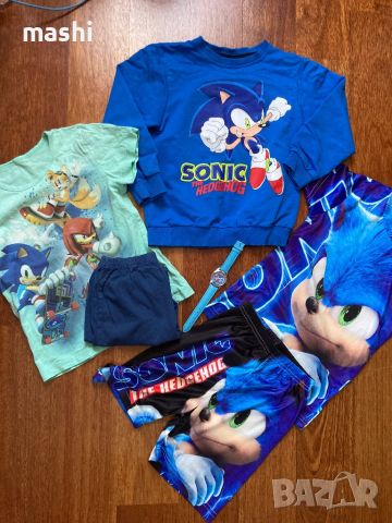 Sonic/ Соник сет- часовник, екипче, пижама, блузка, снимка 1 - Детски Блузи и туники - 46465693