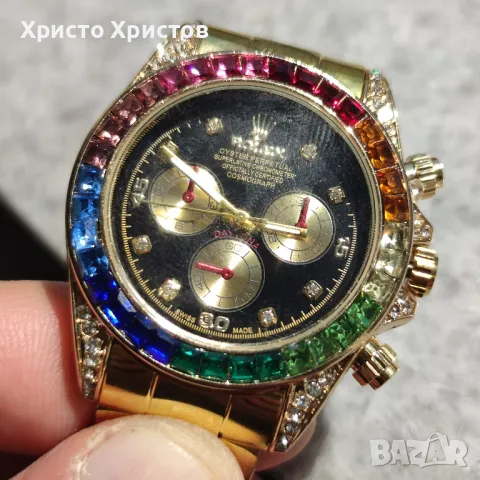 Мъжки луксозен часовник Rolex Daytona Rainbow 🌈 gold , снимка 1 - Мъжки - 47008694