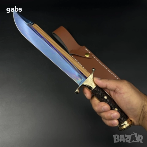 Голям трофеен нож TERMINATOR с кожена кания,LN430, снимка 9 - Ножове - 52662789