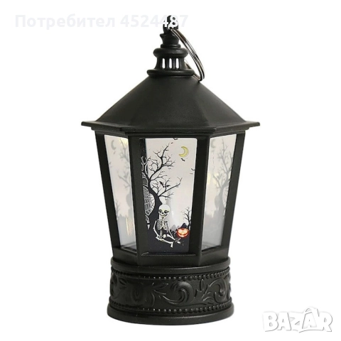 Декоративен LED фенер за Хелоуин – Реалистичен пламък и тематични шарки, снимка 4 - Декорация за дома - 52751411