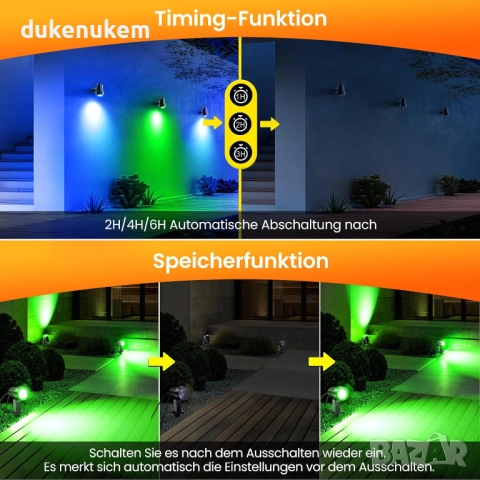 Комплект от 8 RGB градински прожектори с дистанционно управление - разопакован продукт, снимка 5 - Прожектори - 52398127