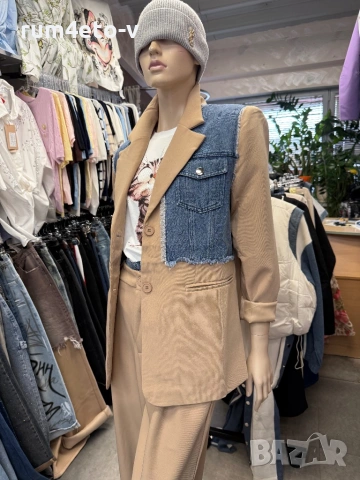 Комплект от сако с деним и панталон , снимка 3 - Комплекти - 53611368