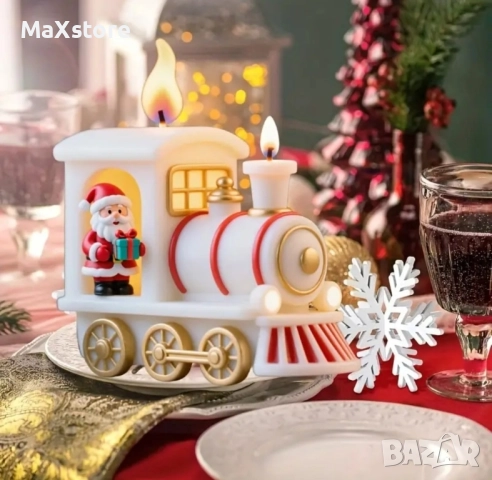 3D Коледен локомотив с дядо Коледа силиконов молд форма свещи гипс сапун смола фондан шоколад 