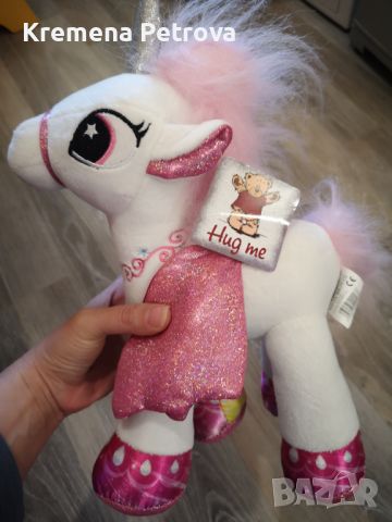 Нов Плюшен еднорог с розова коса, 36 см Цена 10лв, снимка 1 - Плюшени играчки - 45508121