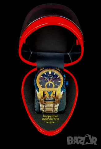 часовник INVICTA Bolt Zeus Magnum Gold/blue 52 mm, Инвикта нов , снимка 5 - Мъжки - 47451359