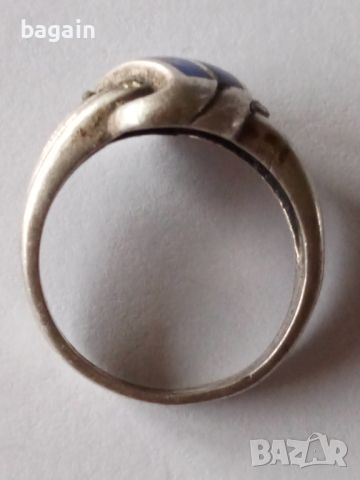 Сребърен пръстен с лазурит., снимка 4 - Пръстени - 45528846