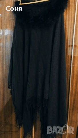 Пончо с яка от естествена кожа, снимка 14 - Палта, манта - 53067847