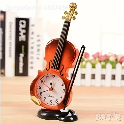 Винтидж Часовник-будилник с цифров дисплей във формата на цигулка, снимка 4 - Декорация за дома - 51170499