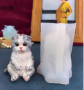 3D едро пухкаво коте котка силиконов молд форма фондан гипс шоколад смола свещ декор , снимка 1 - Форми - 43662543