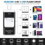 ZARMST 256GB 4в1 USB Flash Drive,IOS/USB 3.0/micro-USB/type C/OTG/Pen Drive/iPad/Android/PC, сива, снимка 2