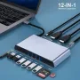 Нов 12-в-1 USB 3.0 докинг станция с двоен HDMI дисплей 6*USB порта SD TF четец, снимка 2