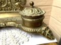 Красива барокова месингова мастилница от Англия с поставка за писма, снимка 4